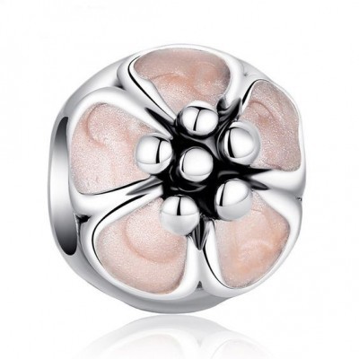 Conta banhada a prata 925 compatível com pandora (flor de cerejeira)