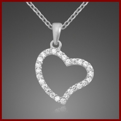 Pendente / Pingente de prata 925 com pedras zircão (coração)