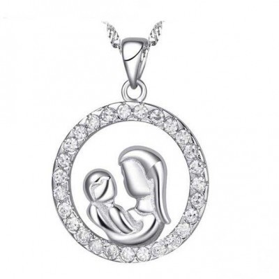 Pendente / Pingente de prata 925 com pedras Zircônia cúbica (mãe e filho)