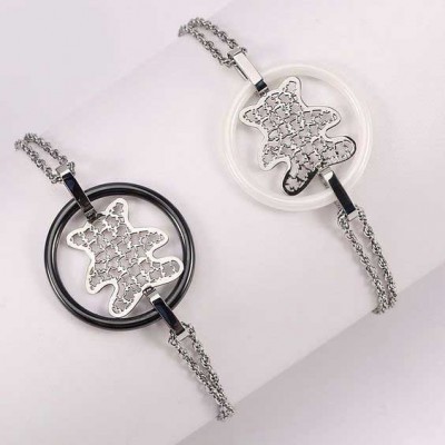 Pulseira de aço inoxidável com cerâmica (urso)