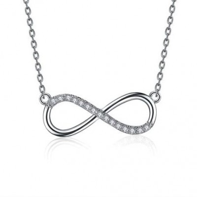 Fio de prata 925 com pendente - infinito e pedras zircão