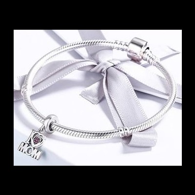 Conta pingente de prata 925 (I Love Mom)
