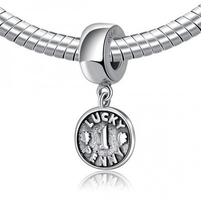 Pingente de prata 925 compatível com pandora (lucky penny)