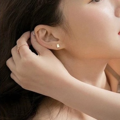 Brincos de prata 925 (ursos), cor ouro