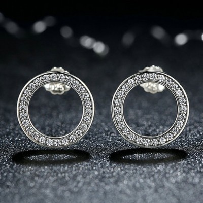 Brincos círculo brilhante de prata 925
