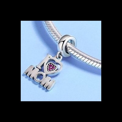 Conta pingente de prata 925 (I Love Mom)