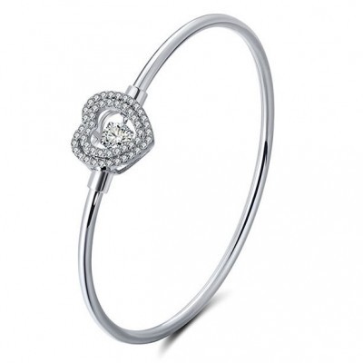 Pulseira de prata 925 com pedras zircão (coração)