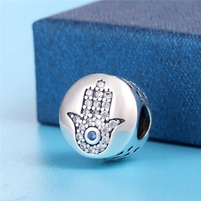 Conta de prata 925 (Mão de Fátima e olho de proteção)