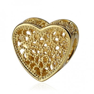 Conta de prata 925 compatível com pandora (coração encantos)