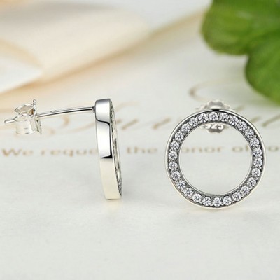 Brincos círculo brilhante de prata 925