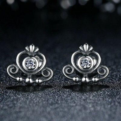 Brincos de prata 925 com pedras zircão (coroa)