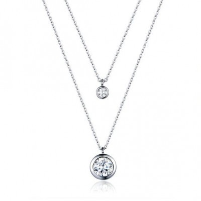 Fio duplo de aço inoxidável com dois pendentes e pedras zircão