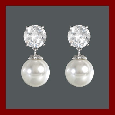 Brincos de prata 925 com pérola e pedra zircão