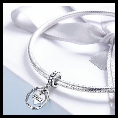 Conta pingente de prata 925 (mom - I Love Forever)