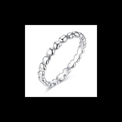 Anel / aliança de prata 925 com pedras zircão compatível com pandora (corações)