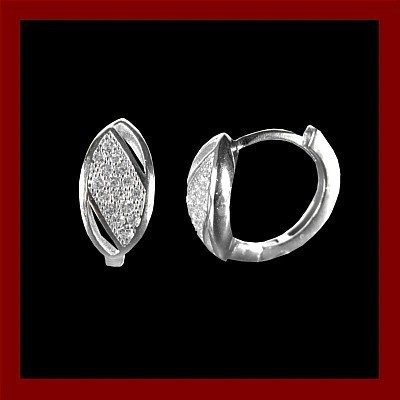 Argolas / Brincos de prata 925 com pedras zircão (oval)