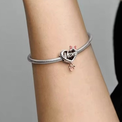 Conta pingente de prata 925 (coração disney Minnie Mum)