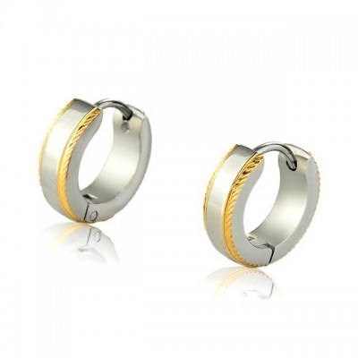 Brincos / argolas de aço inoxidável bicolor (antialérgico)