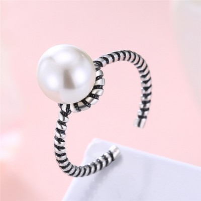 Anel de Prata 925 com uma pérola (ajustável)