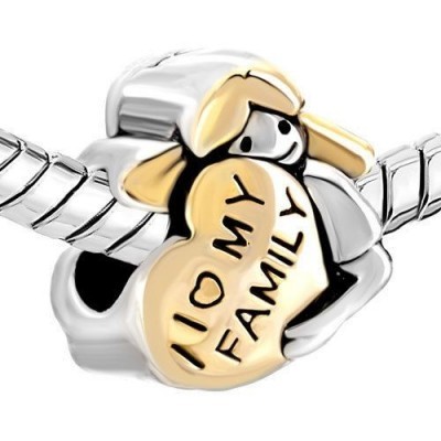 Conta banhada a prata 925 compatível com pandora (I love my family)