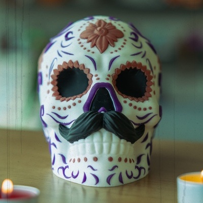 Caveira Decorativa com Bigode