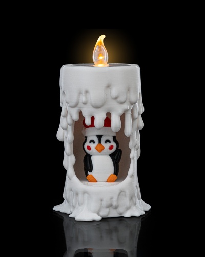 Vela Decorativa Pinguim com Luz