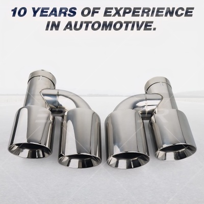 Ponteira Dupla Acabamento INOX Polido Tubo Curvo