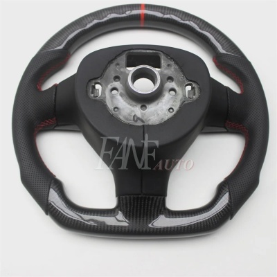 Volante VW Volkswagen 2003-2009 Polo, Jetta Mk5, Golf 5, GTI, R32, EOS, Passat B6, Bora, Caddy com Couro e Fibra de Carbono