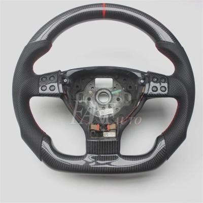 Volante VW Volkswagen 2003-2009 Polo, Jetta Mk5, Golf 5, GTI, R32, EOS, Passat B6, Bora, Caddy com Couro e Fibra de Carbono
