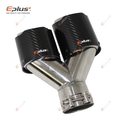 Ponteira Dupla Saida EPLUS INOX acabamento Carbono 