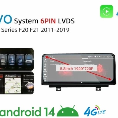 Radio BMW F20 F21 série 1 2 2011-2019 Navegação GPS Sem Fio Carplay RDS WIFI 4G QLED