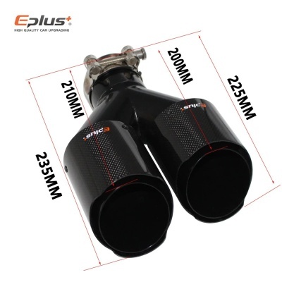 Ponteira Dupla Saida  EPLUS Inox Acabamento Carbono  Cor Preto