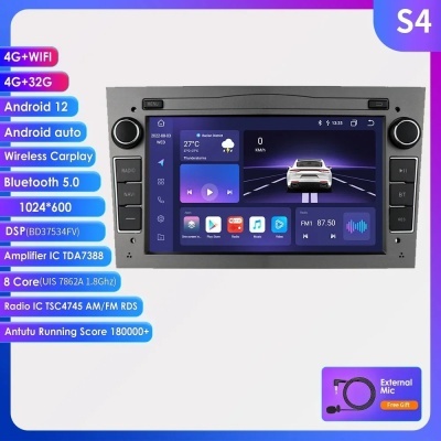 Radio  Opel Astra H J 2004, Vectra, Vauxhall, Antara, Zafira, Corsa C D, Vivaro, Meriva Android 2 Din, 64G, 4G-LTE, 64 GB