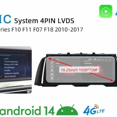 Rádio BMW  F10 F11 2010-2017 Navegação GPS Sem Fio Carplay RDS WIFI 4G QLED