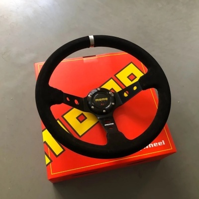 Volante para Carro em Couro de camurça Racing , Universal, Deep Dish, Suzuki, JDM, Volantes para VW, Honda, Toyota, BMW, etc 350mm Volante para Carro em Couro de camurça Racing , Universal, Deep Dish, Suzuki, JDM, Volantes para VW, Honda, Toyota, BMW, etc 350mm