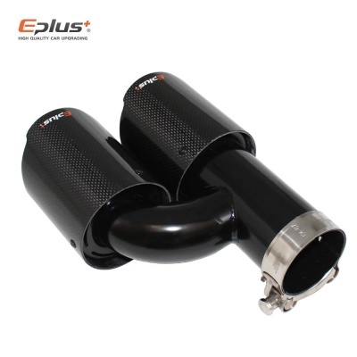 Ponteira Dupla  Formato H Saida EPLUS Inox Acabamento Carbono Cor Preto