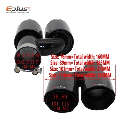 Ponteira Dupla  Formato H Saida EPLUS Inox Acabamento Carbono Cor Preto