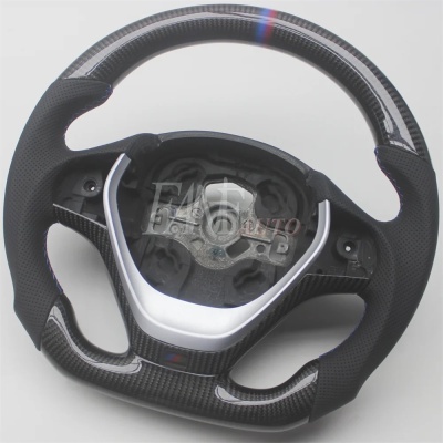 Volante BMW F20, F21, F30, F31, F32, F34, F35, F36, 3, 4 séries Fibra do Carbono com Couro,  SEM Patilhas