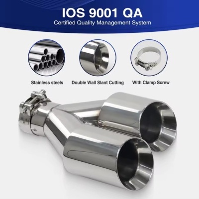 Ponteiras Escape INOX Dupla Saida Corte Inclinado