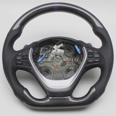 Volante BMW F20, F21, F30, F31, F32, F34, F35, F36, 3, 4 séries Fibra do Carbono com Couro,  COM Patilhas