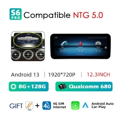 Radio Mercedes C W205, GLC, X253 V, W446, 2015-2018 Multimídia Navegação GPS Sem Fio Carplay RDS WIFI 4G QLED