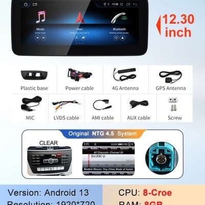 Radio Mercedes Benz  Mercedes Benz B Class W246 2024 Multimídia Navegação GPS Sem Fio Carplay RDS WIFI 4G QLED 10.25in, 12.3in