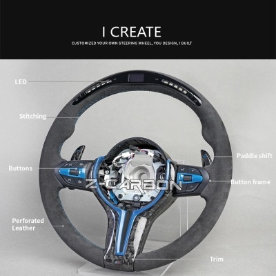 Volante  BMW f20 f22 f30 f35 f32 f01 f02 f10 f18 m2 m3 m4 m5 Fibra de Carbono Com Mostrador modelo atualização 2024
