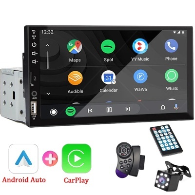 Radio Android HD Touch Screen, Autoradio Universal,  Carplay, 1 din, 7 polegadas, FM, entrada AUX, Bluetooth, MirrorLink