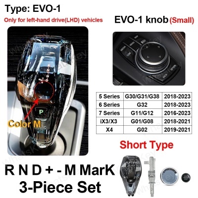 Manete Cristal engrenagem Shift botão curto Rod  para BMW G30 G32 G01 G08 G11 G12 i8 F01 F10 F20 F30 F32 F25 F26 F15 F16 X5 X6