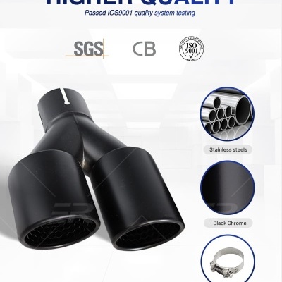 Ponteiras Escape Dupla Saida FULL INOX. Acabamento Preto Mate Ponteiras Escape Dupla Saida FULL INOX. Acabamento Preto Mate