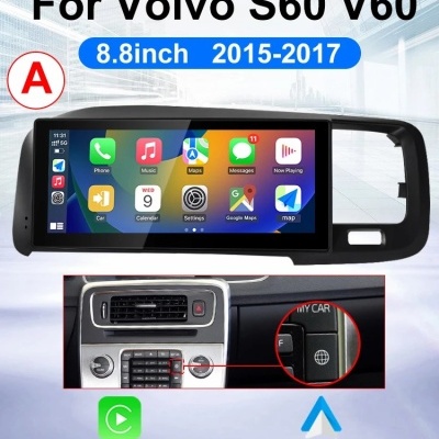 Radio Volvo S60 V60 2011-2017 Navegação GPS Sem Fio Carplay RDS WIFI 4G QLED Topo de Gama
