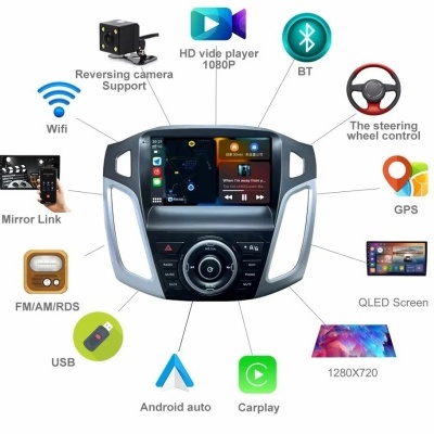 Radio Ford Focus 3 2011-2019 Multimídia Navegação GPS Sem Fio Carplay RDS WIFI 4G QLED