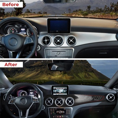 Painel Console Central, Instrumento Faixa Tampa, Fibra De Carbono, Mercedes Benz GLA, CLA, Classe 2013-2017