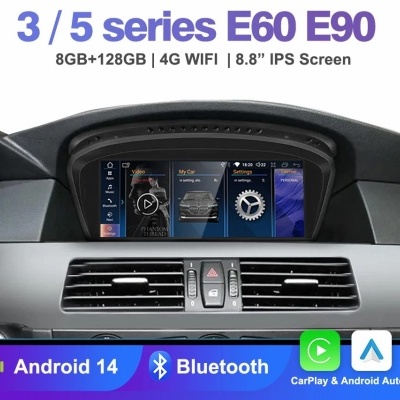 Radio BMW E60  E61  E62  E63  E90  E91  E92  2005-2012 Navegação GPS Sem Fio Carplay RDS WIFI 4G QLED